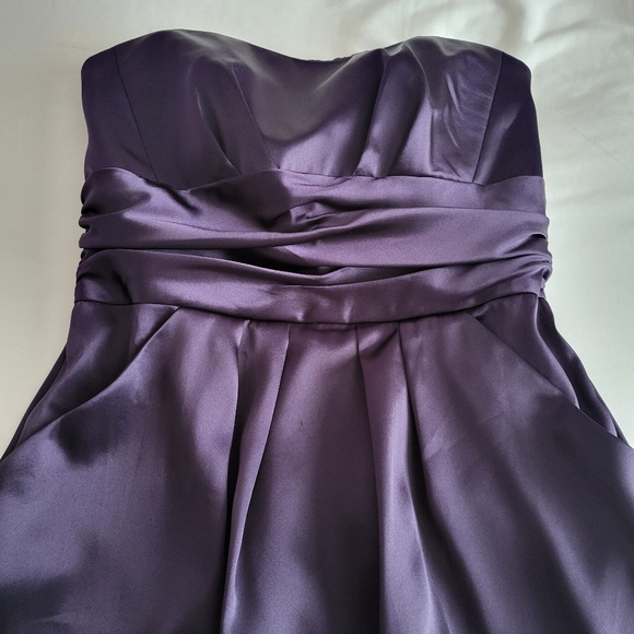 David's Bridle Royal Purple Sleeveless Mini Dress with Pockets - Picture 4 of 10